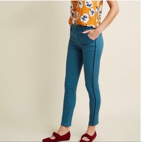 ModCloth Ready Set Swank Skinny Pants Teal Medium - Picture 1 of 16